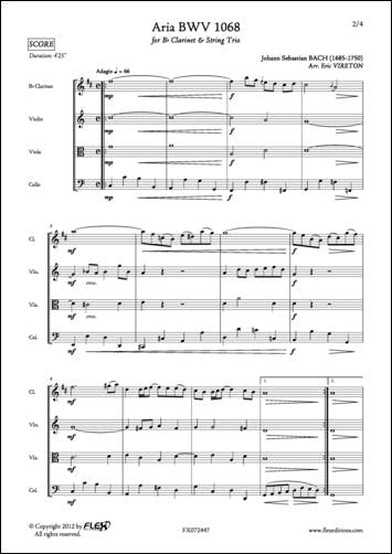 Aria BWV 1068 - J. S. BACH - Clarinette et Trio à Cordes | Jean-Sébastien Bach