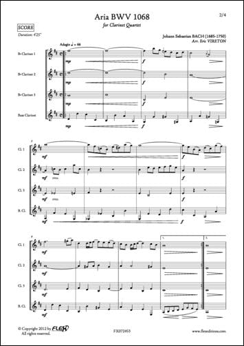 Aria BWV 1068 - J. S. BACH - Quatuor de Clarinettes | Jean-Sébastien Bach