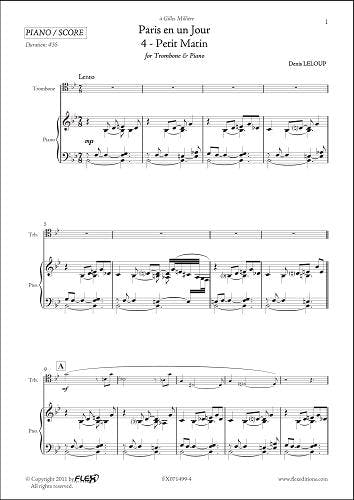Paris en un Jour - 4 - Petit Matin - D. LELOUP - Trombone & Piano | Denis LELOUP