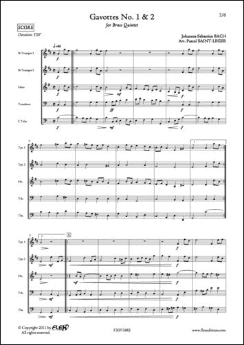 Gavottes No. 1 & 2 en Ré Majeur - J. S. BACH - Quintette de Cuivres | Jean-Sébastien Bach