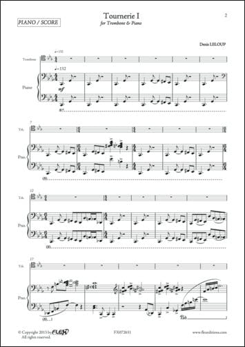 Tournerie I - D. LELOUP - Trombone et Piano | Denis LELOUP