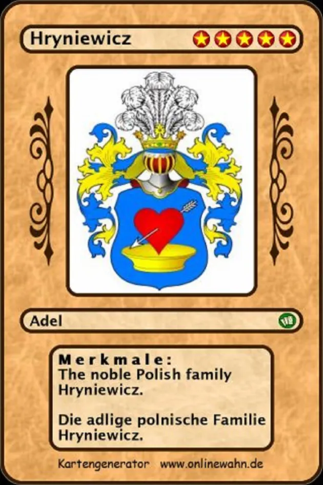The noble Polish family Hryniewicz. Die adlige polnische Familie ...