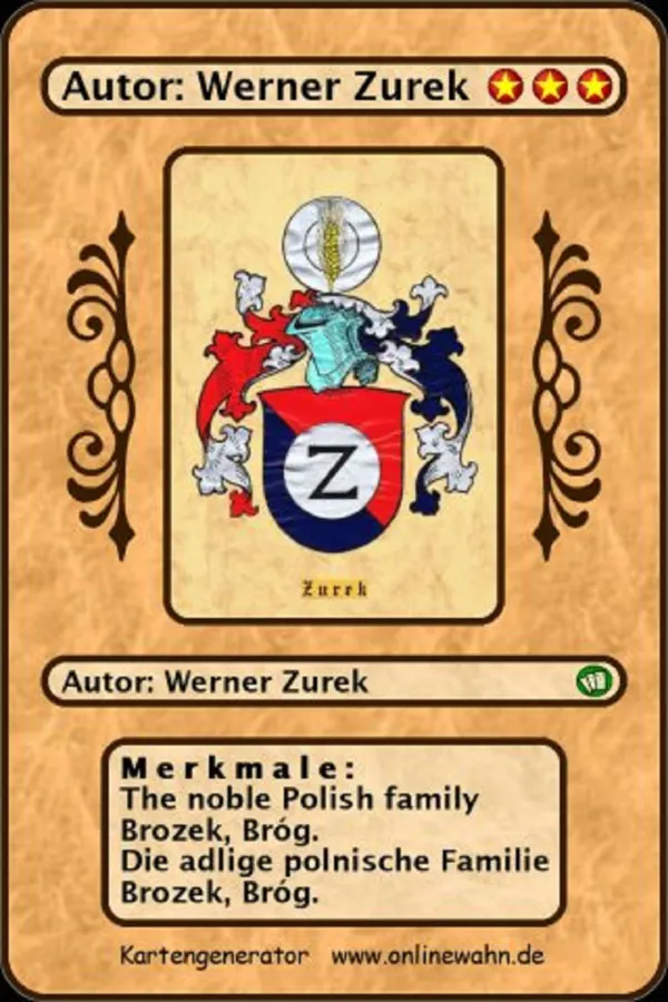 The noble Polish family Brozek, Bróg. Die adlige polnische Familie Brozek, Bróg.