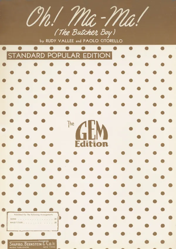 Oh! Ma-Ma! (The Butcher Boy) : Popular Standard; Single Songbook