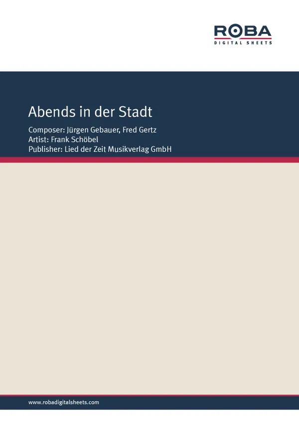 Abends in der Stadt : Single Songbook, as performed by Frank Schöbel