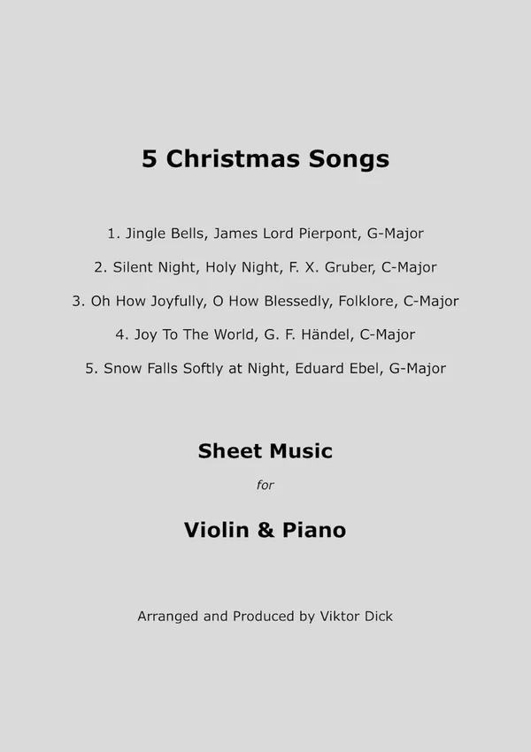 5 Christmas Songs Sheet Music for Violin & Piano : Christmas Sheet Music for Violin and Piano