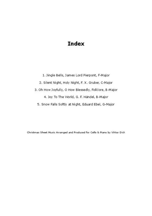 Christmas Songs : Sheet Music for Cello & Piano